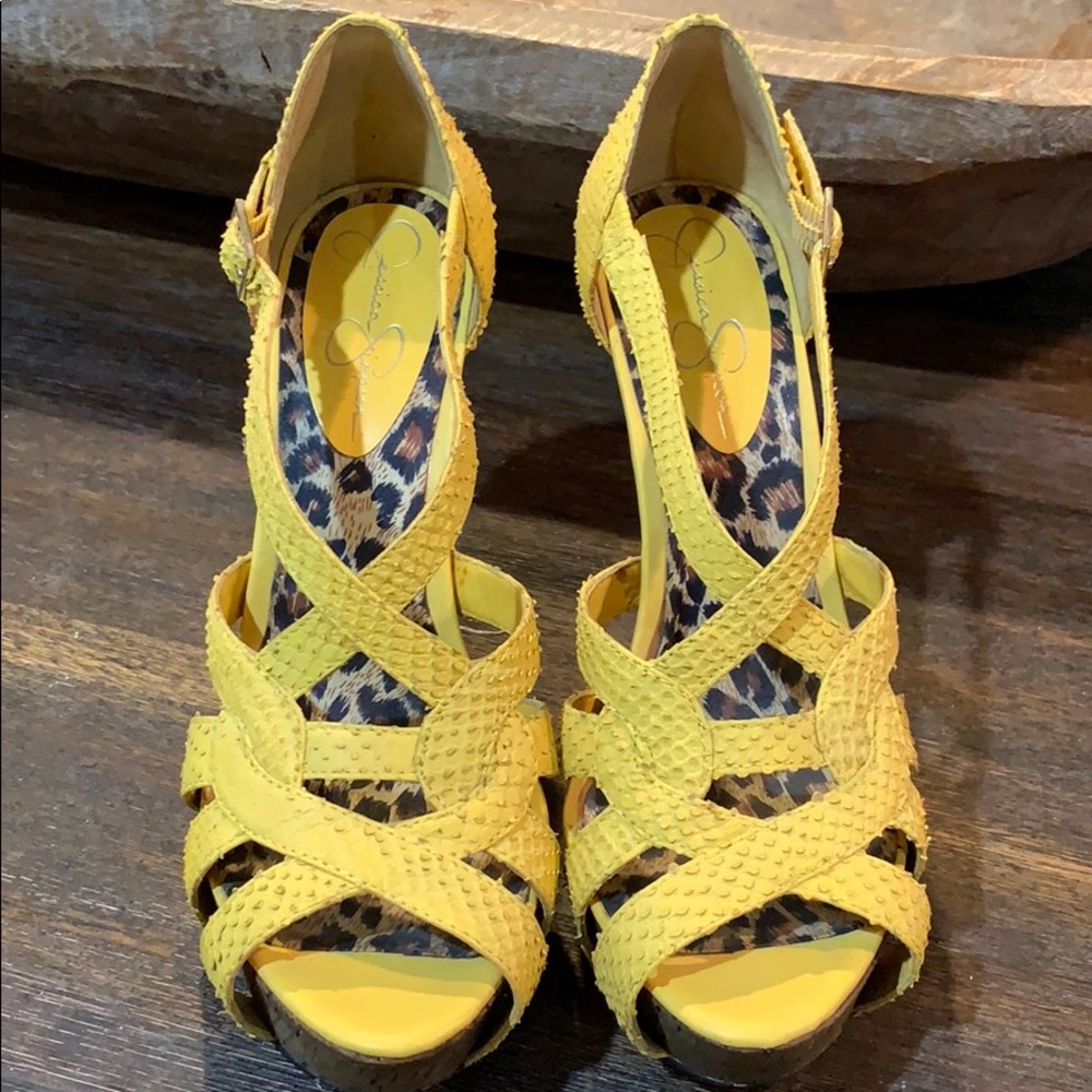 Jessica Simpson Yellow Snakeskin Platform